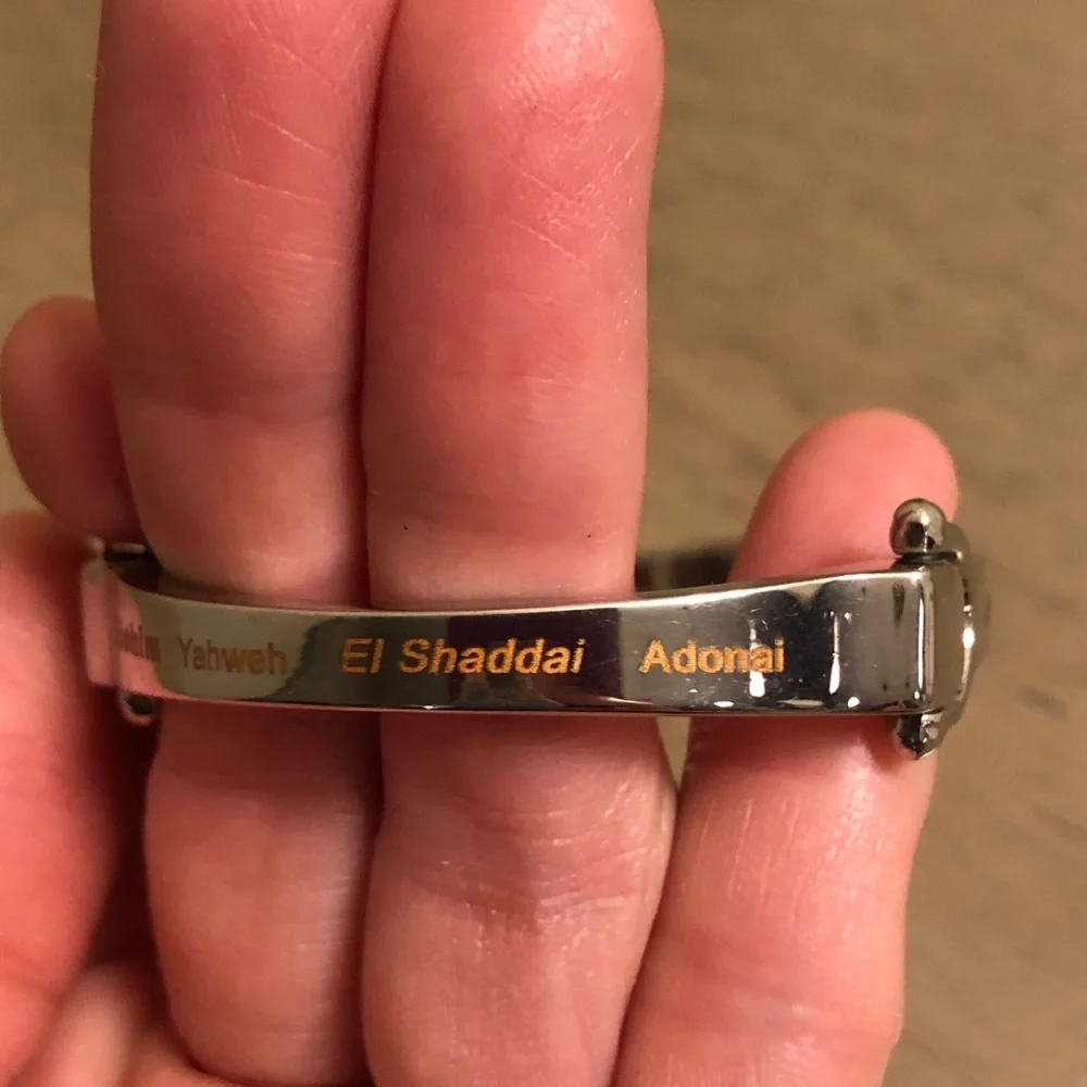 Silver Tone Men's Religious Bracelet